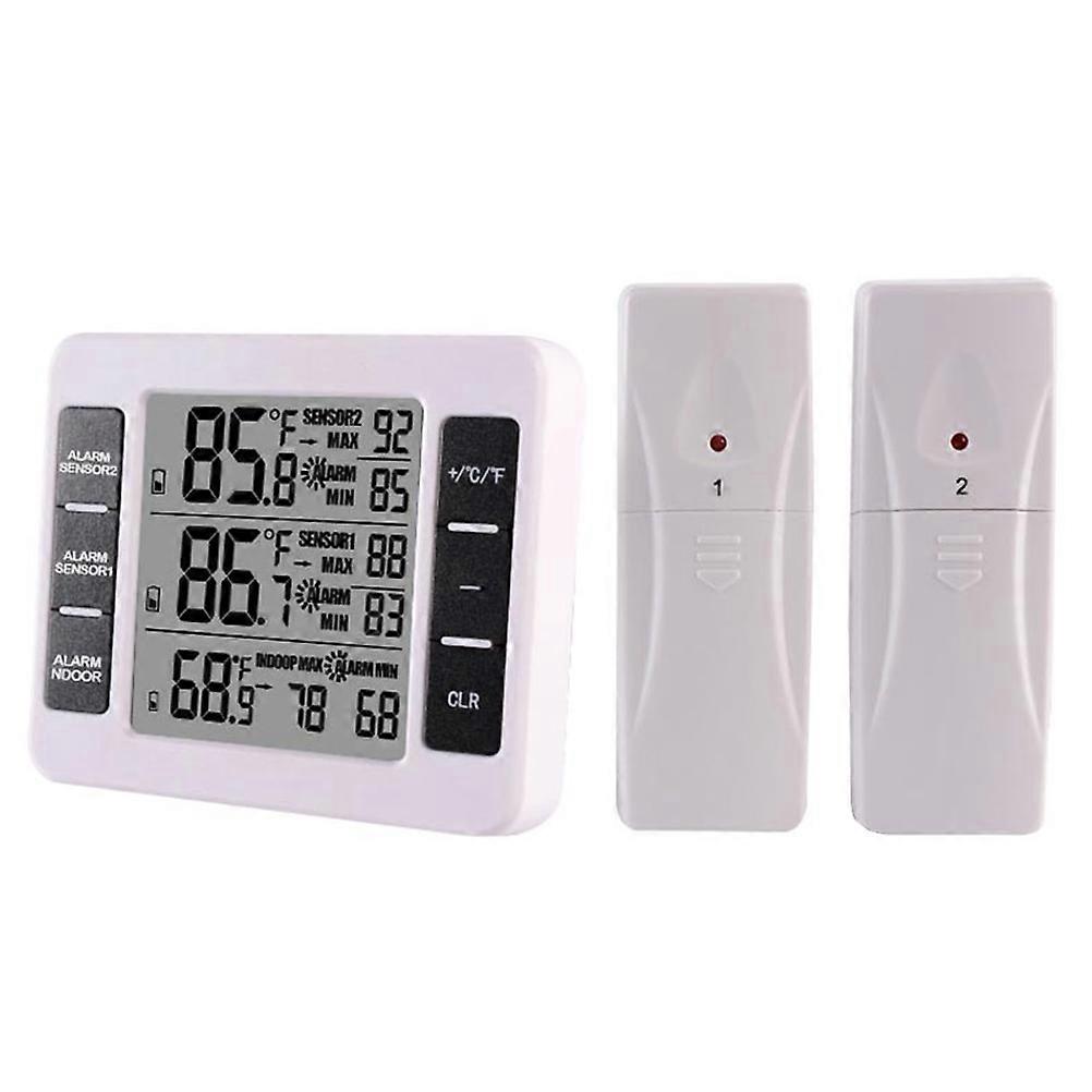 Wireless LCD Thermometer with Sensors for Indoor Outdoor Home Use – Accurate Temperature Monitoring and Alarm Function