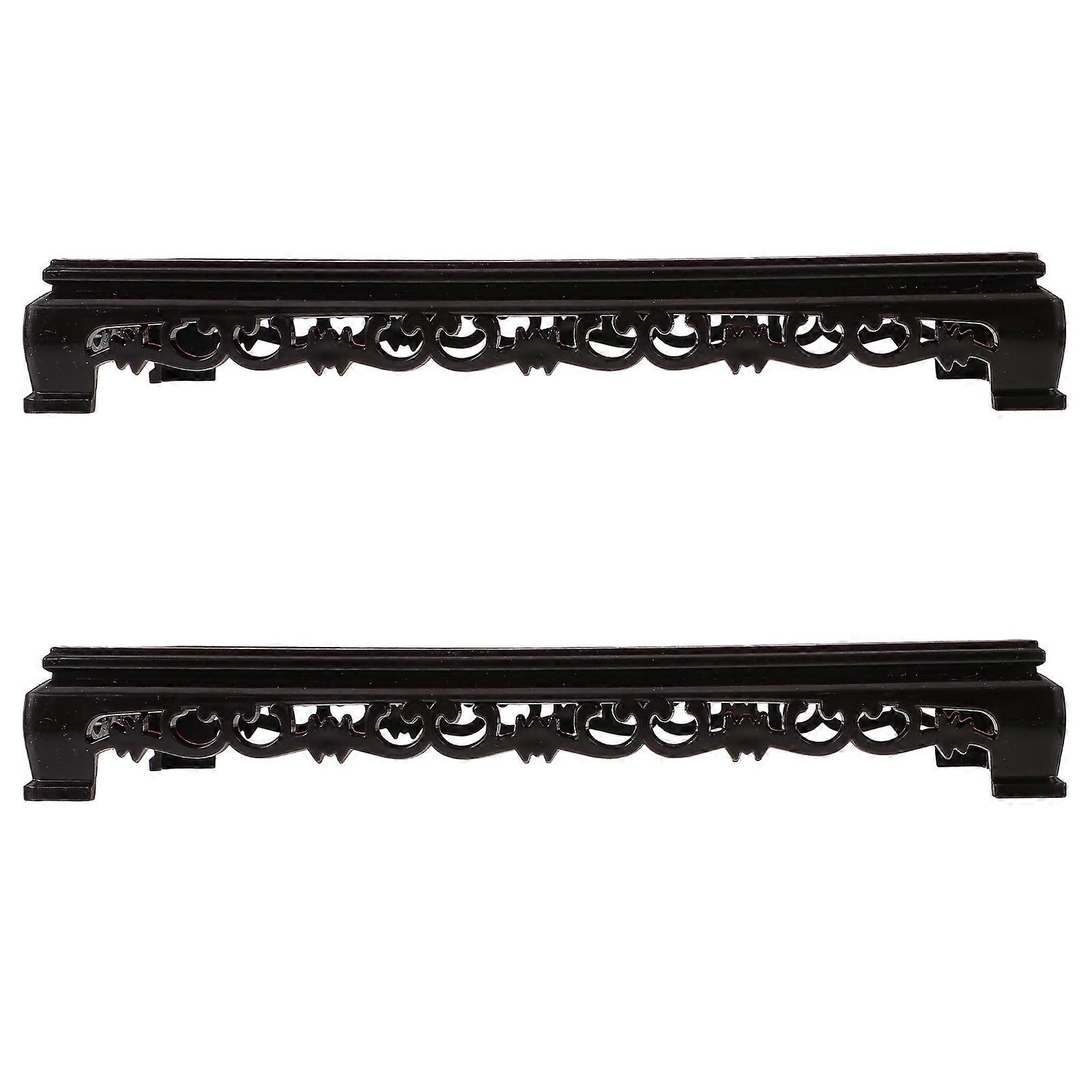 Brown Plastic Plant Stand for Home Indoor Use with Sturdy Structure and Supporting Points 2 Pcs Rectangular