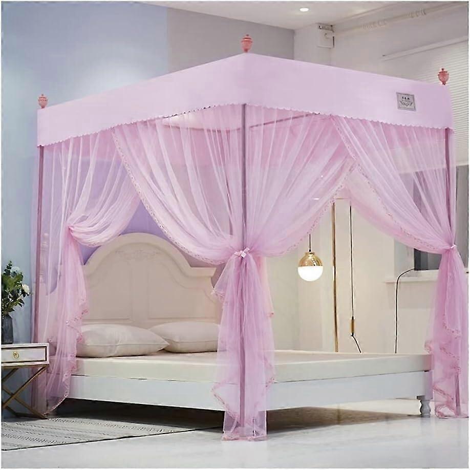 Bed Canopy Mosquito Net With Metal Support, Decorative Curtain For Single And Double Beds, Blue-2 150x200 cm