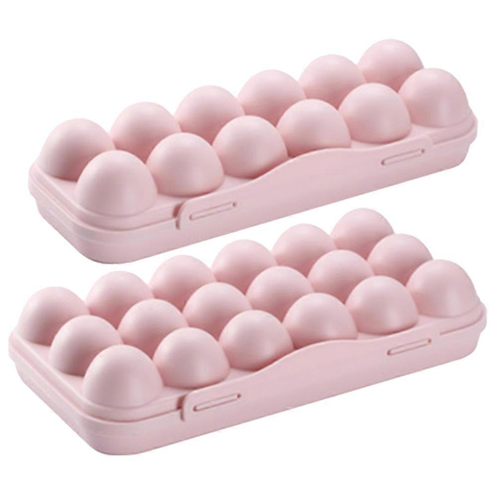 Pink Plastic Egg Holder for Refrigerator with Large Capacity and Separate Slots 18 Count