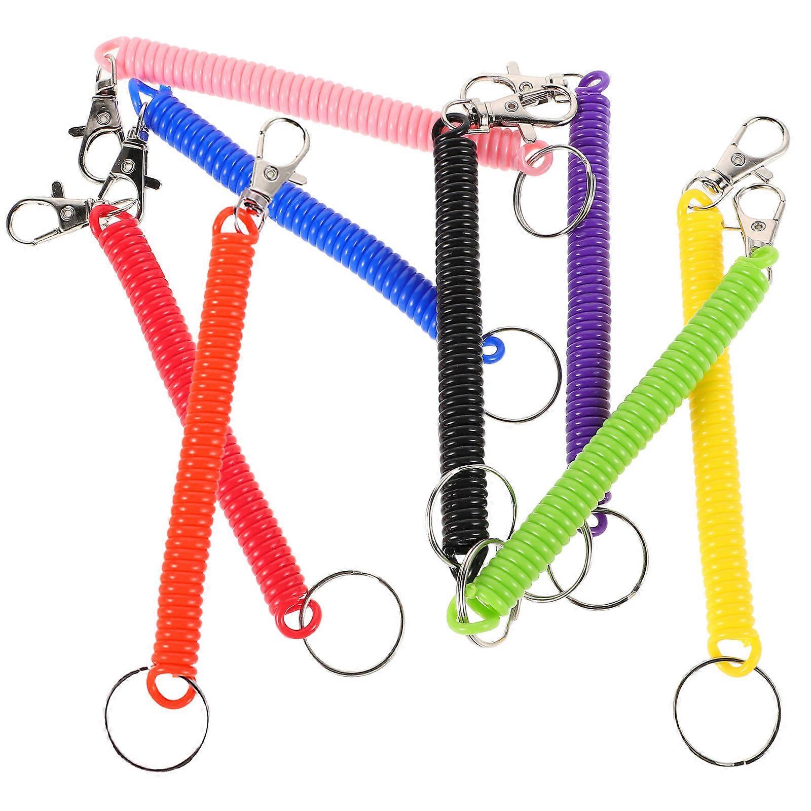 Key Chains For Car Keys Elastic Retractable Buckle Anti Lost Spring Cord Home Office School Travel 8Pcs