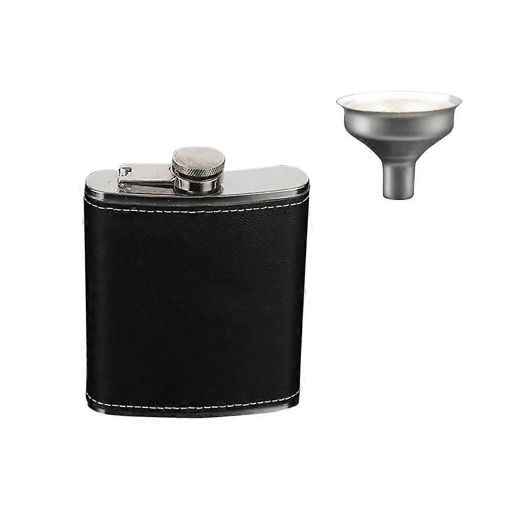 Stainless Steel Hip Flask with Black Cover 8 oz Leak Proof Pocket Liquor Container for Drinking