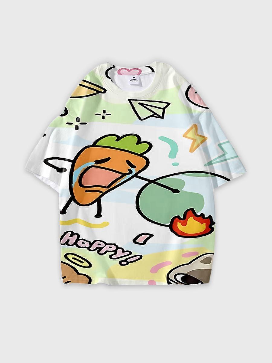 T-shirt short sleeve round neck summer casual loose D3277