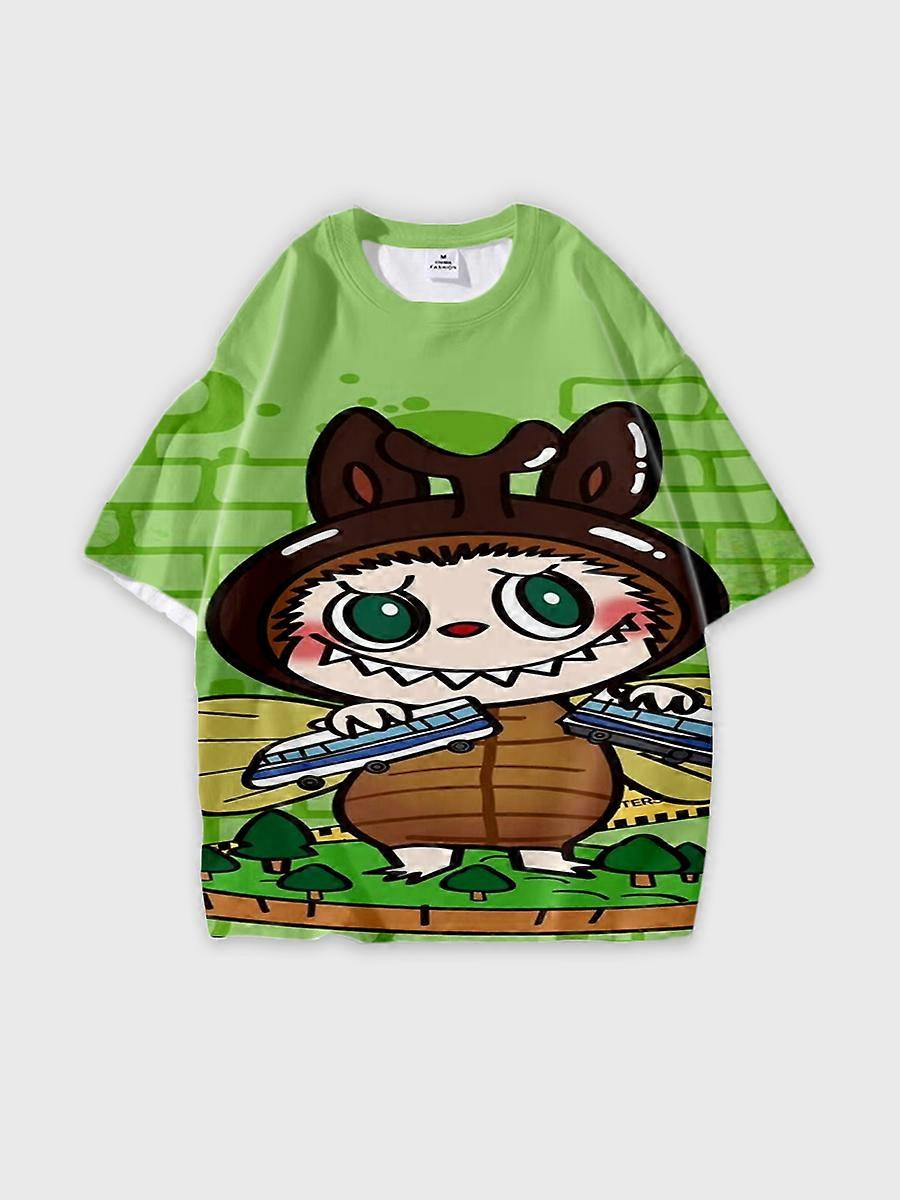 T-shirt round neck Pattern loose short sleeve K704