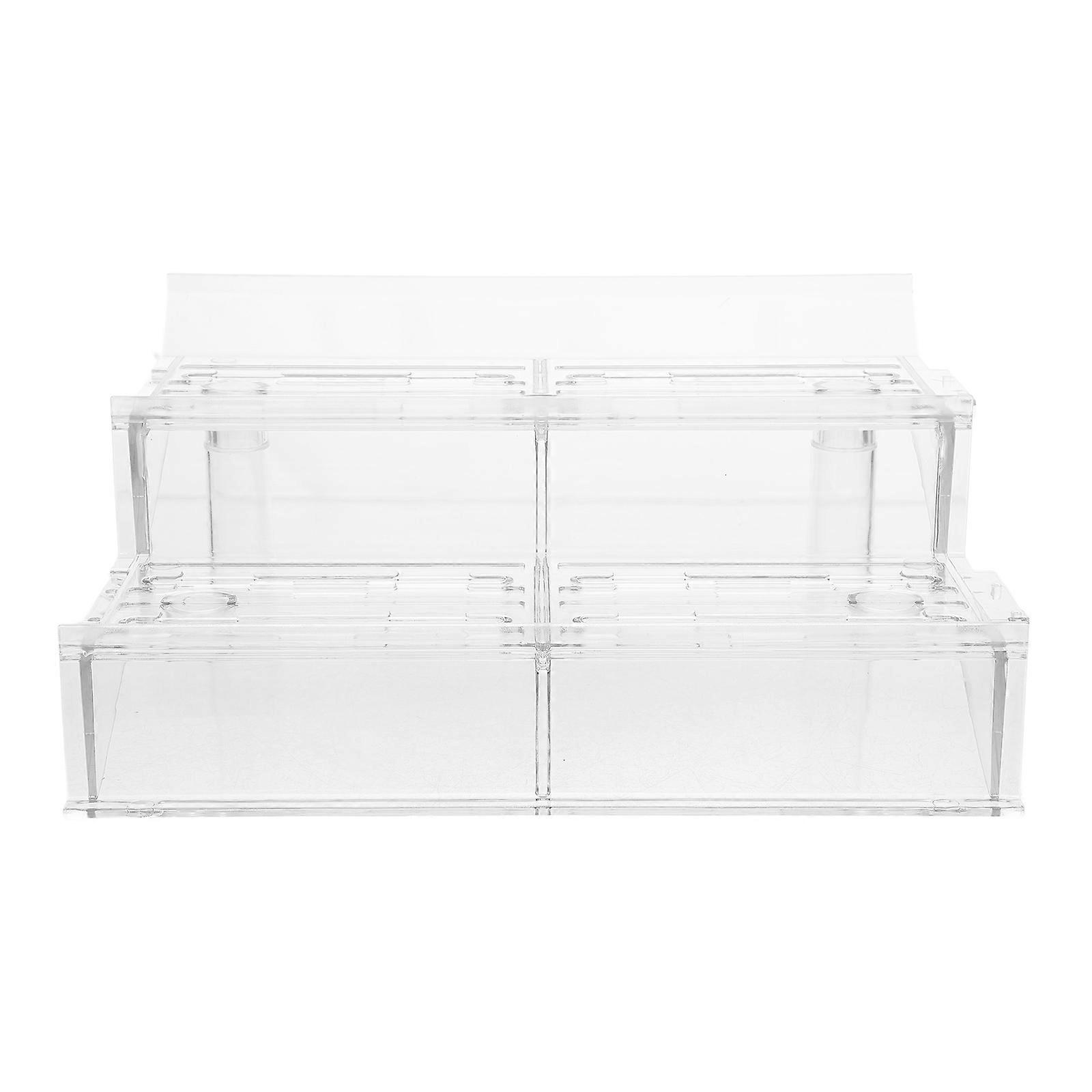 Transparent Plastic 2 Tier Display Stand for Fruits and Vegetables in Supermarket Cold Cabinets Showing Fresh Produce