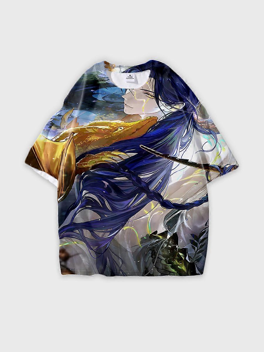 T-shirt round neck Role Pattern loose short sleeve E728