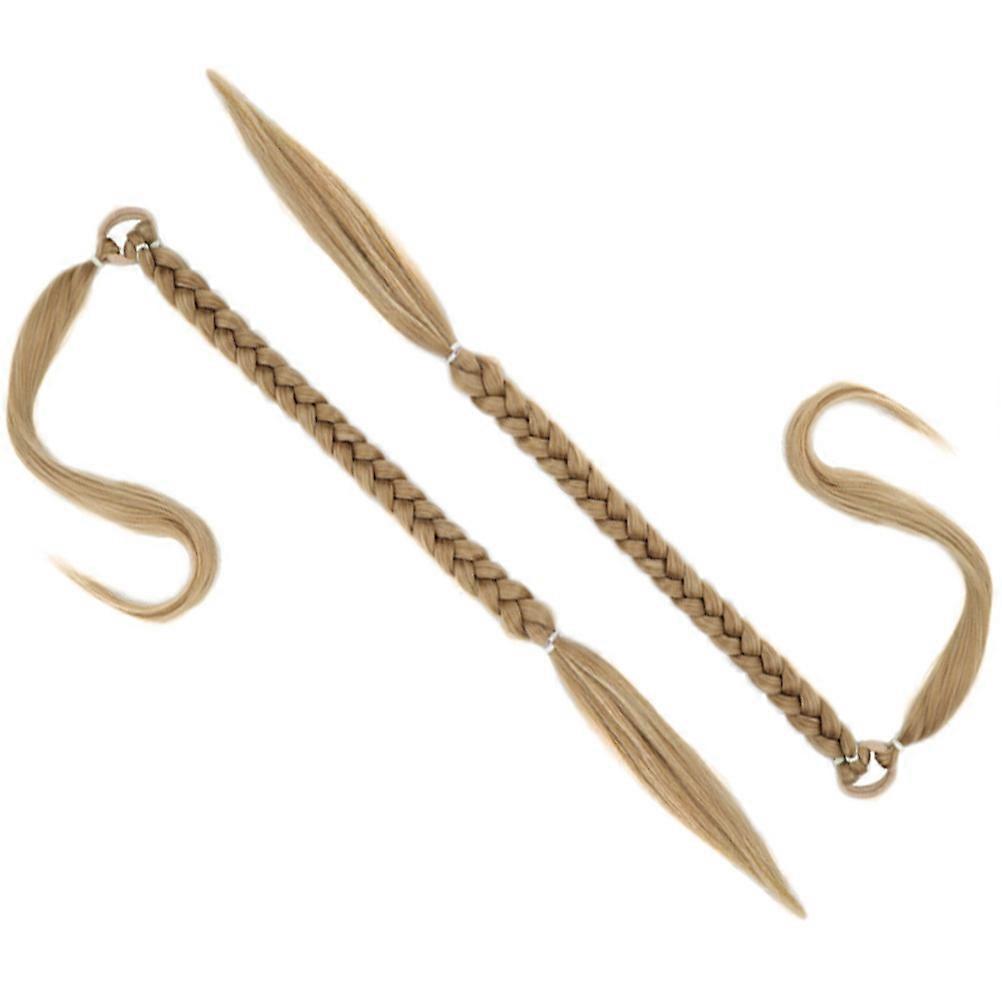 Braid Ponytail Extension for Women Golden High Temperature Fiber Easy to Wear Suitable for Any Occasion 2Pcs