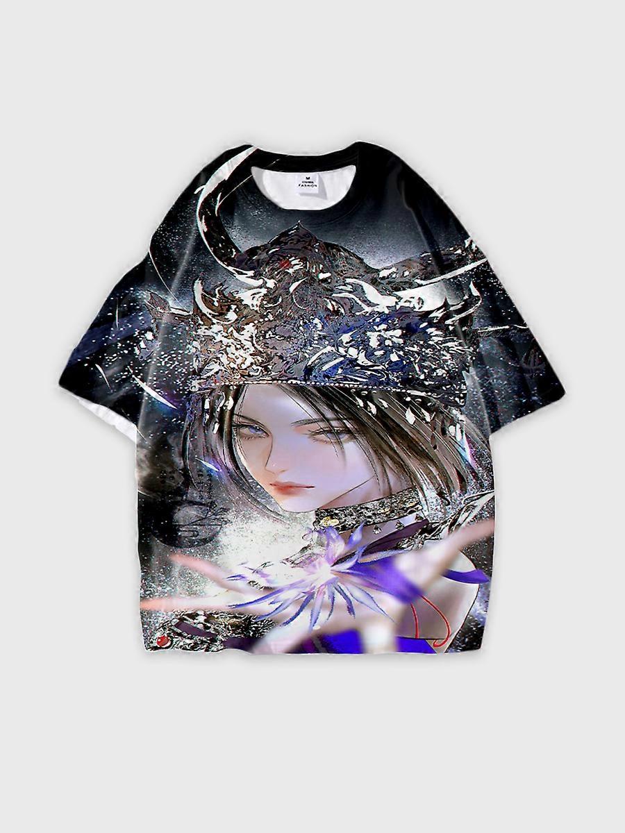 T-shirt round neck Character Pattern loose short sleeve P2850