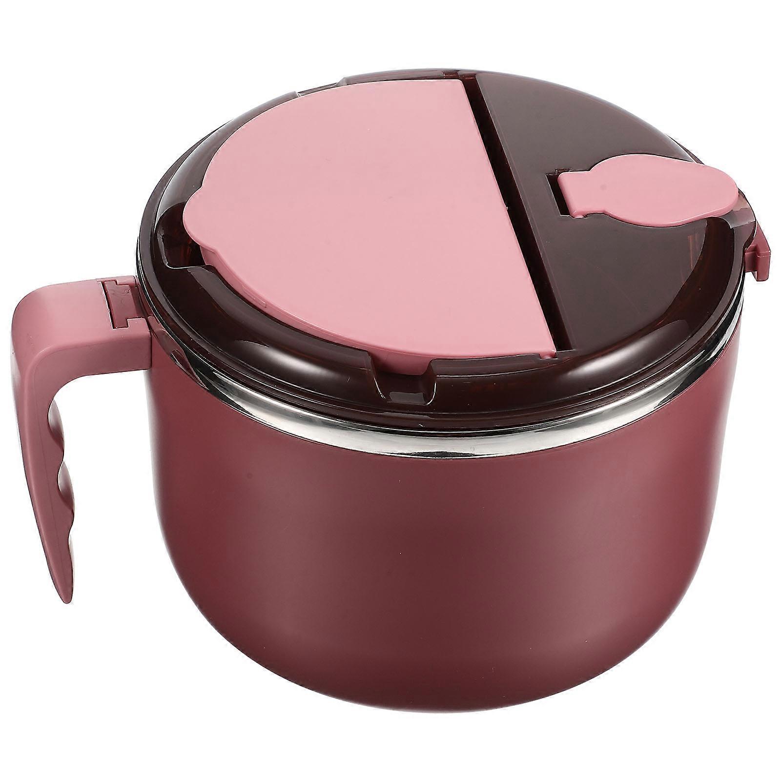 Noodles Bowl Set For Travel Pink 18.5X14.5X10.5CM Suitable For Instant Noodles Vegetable Mixing 1Set
