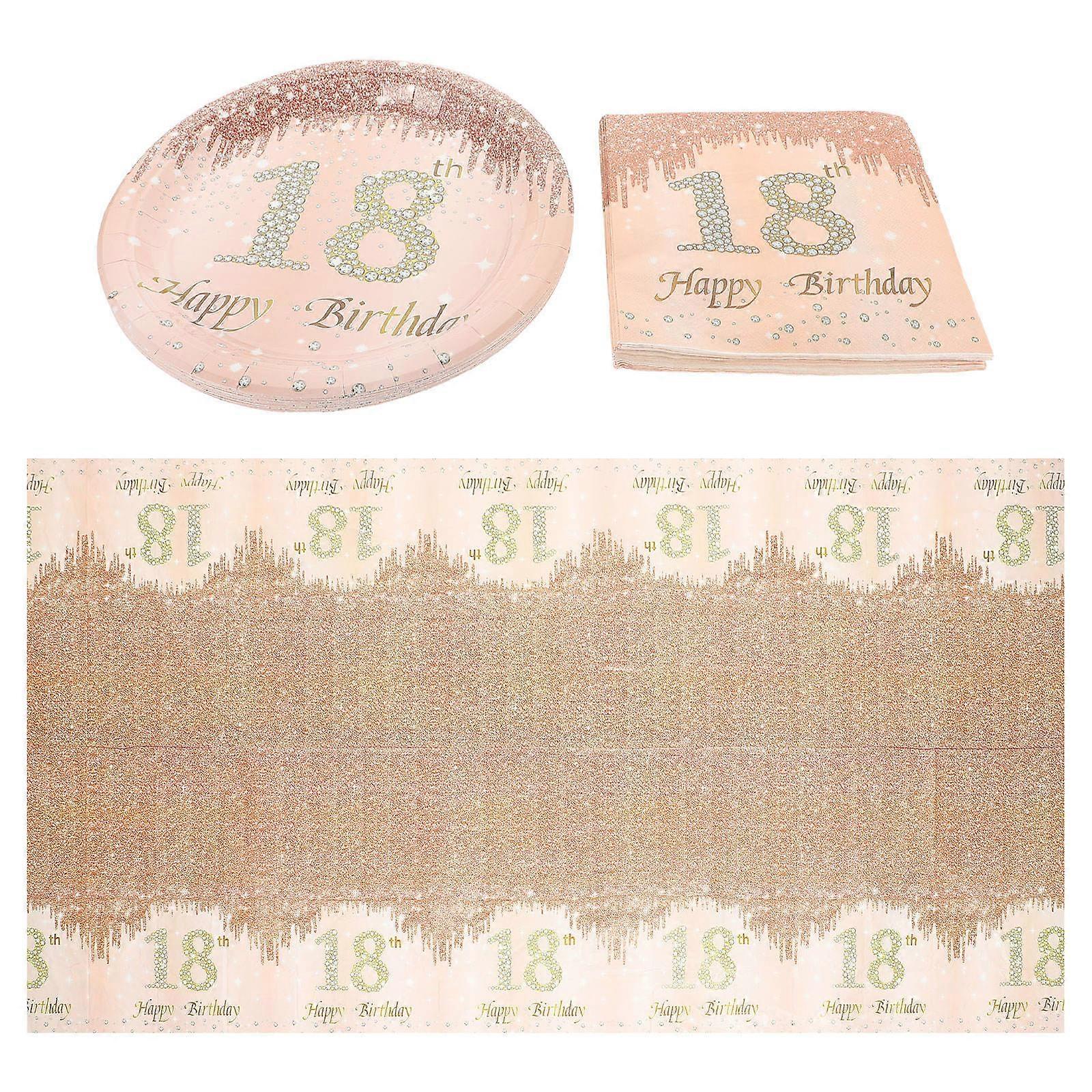 1 Set Glittering Paper Napkins Plates Tablecloth Printing Paper Tableware Kit for Party