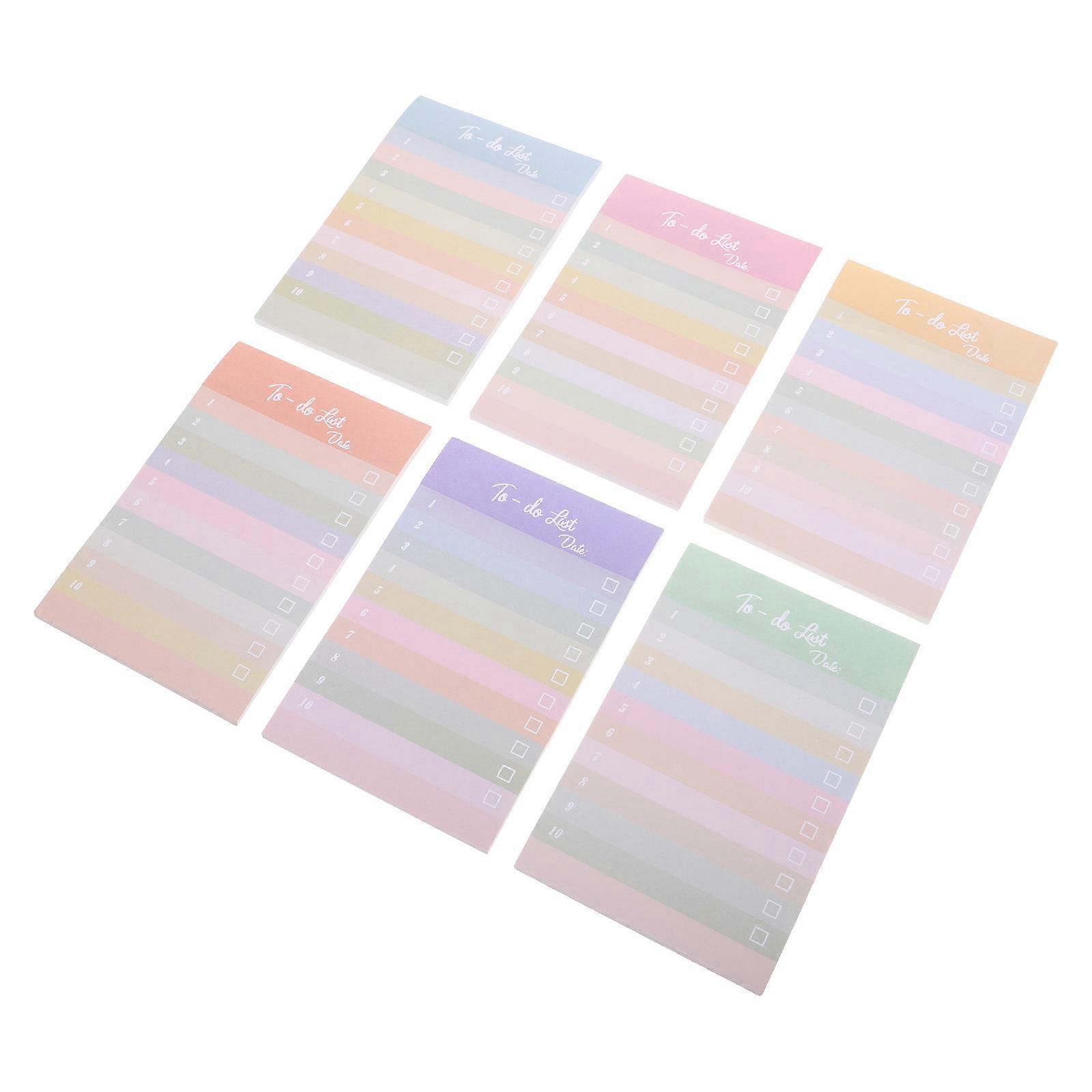 Small Notepads Self-Stick Note Colorful Striped Design Office Workers Rectangular 6Pcs