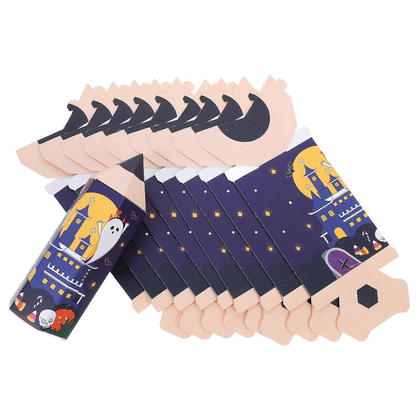 Halloween Treat Boxes Pencil Shaped 3D Design Assorted Color For Sweet Table Decorations 10Set
