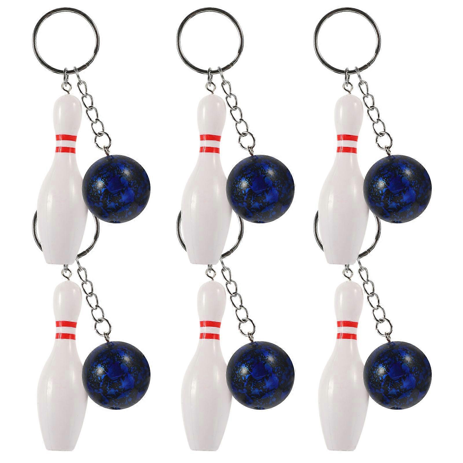 מחזיק מפתחות בצורת סיכת באולינג סמל נייד בגודל קטן לאוהדי באולינג אירועים מיוחדים מתכת PVC 6 יחידות