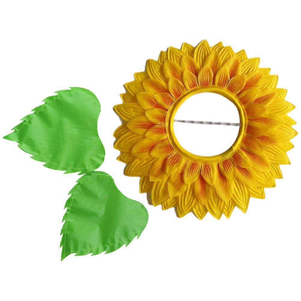 Sunflower Costume with Soft Headpiece and Leaf Gloves – Comfortable Floral Dress Up Prop for Dance, Cosplay & Holiday Decorations