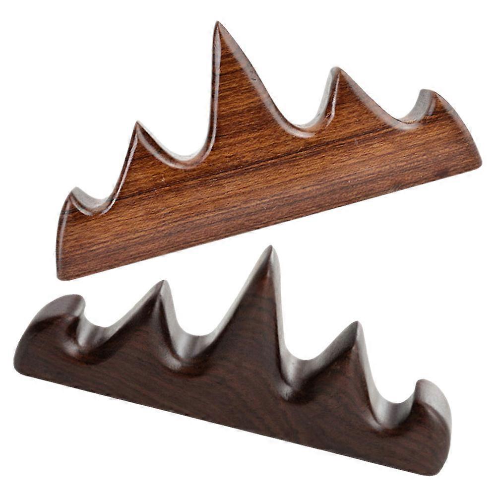 2Pcs Wood Pen Holder Calligraphy Brush Rest Mountain Shape Wooden Writing Tool Stand