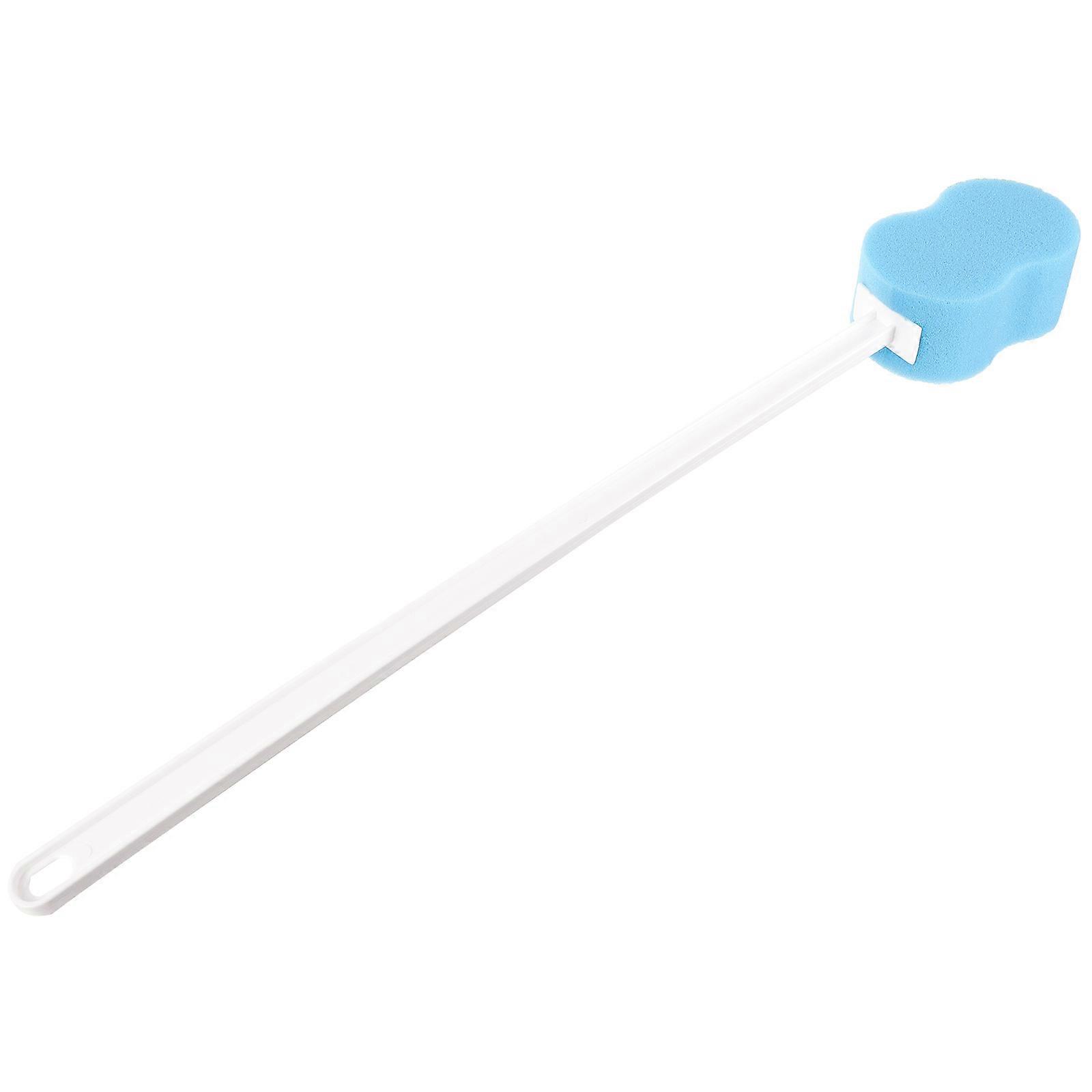 Blue Sponge Bath Brush with Extra Long PP Handle for Home Use and Comfortable Skin Cleaning 1 Piece