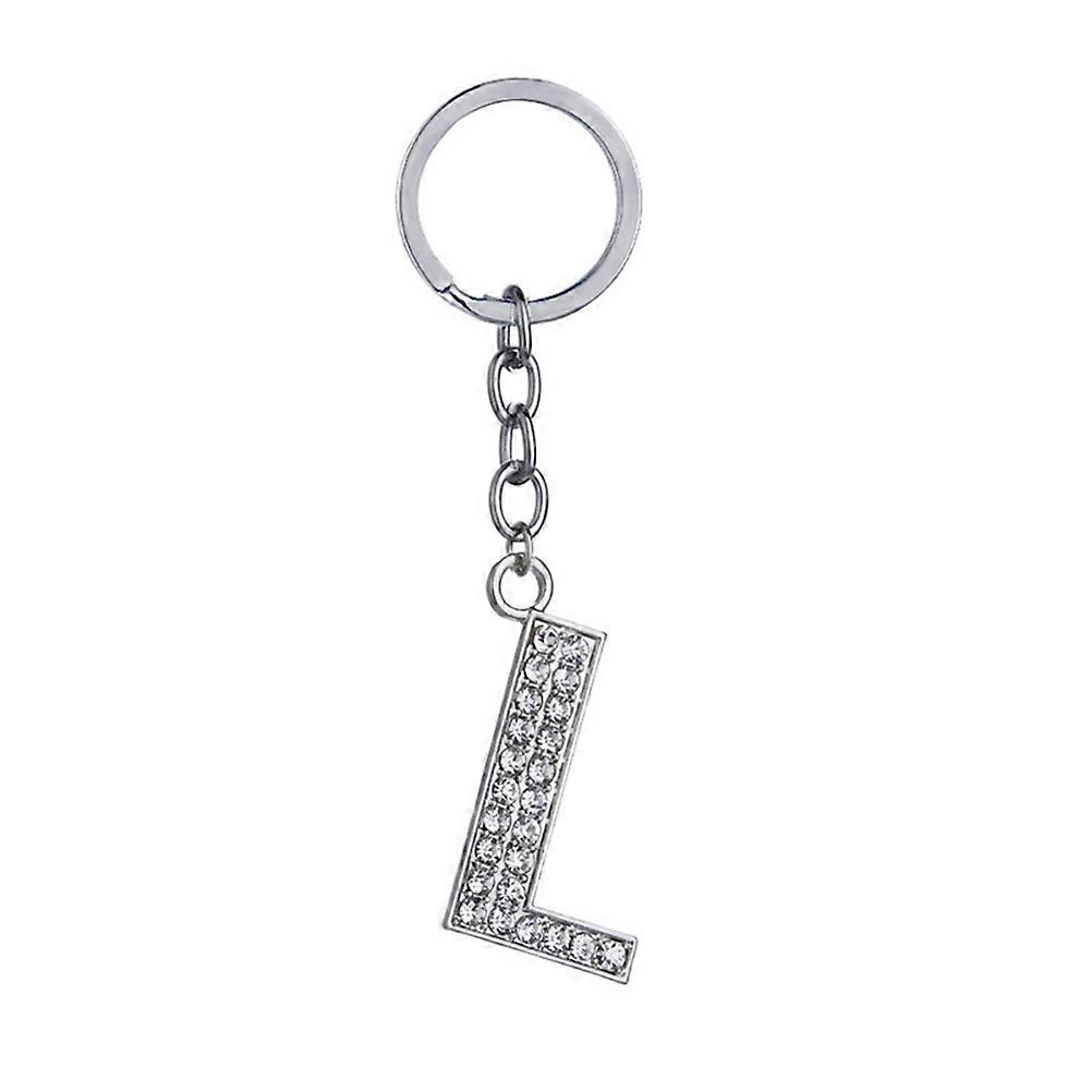 Keyring Charms Metal Letter Key Ring Letter Simple Stylish Key Chain Cute Zinc Alloy Rhinestones For Family Friends Colleagues 1Set