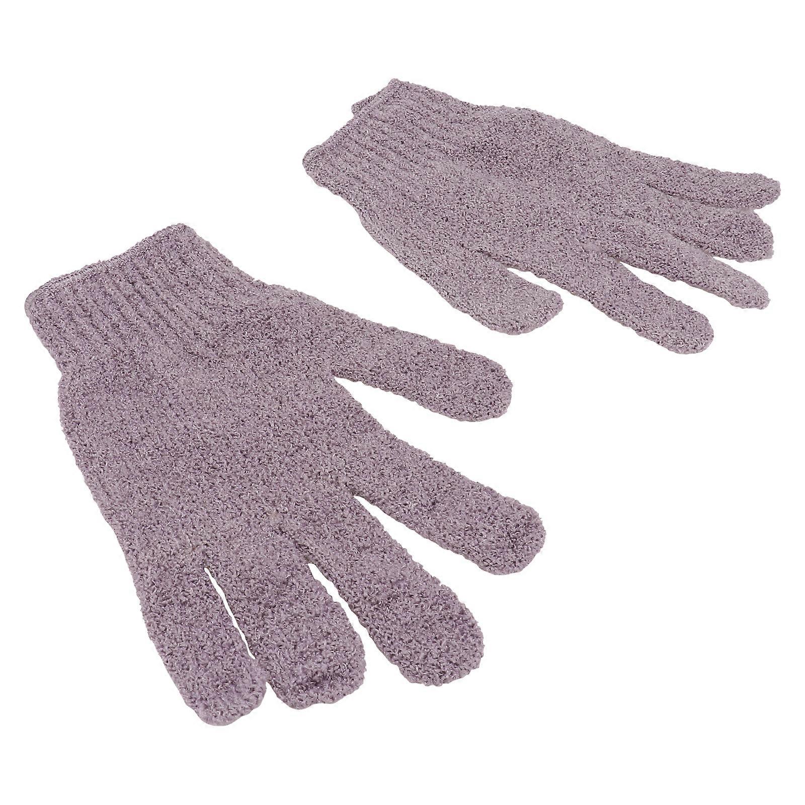 1 Pair Five Fingers Bath Exfoliating Gloves for Men and Women Purple Body Scrub Mitt Sauna Shower