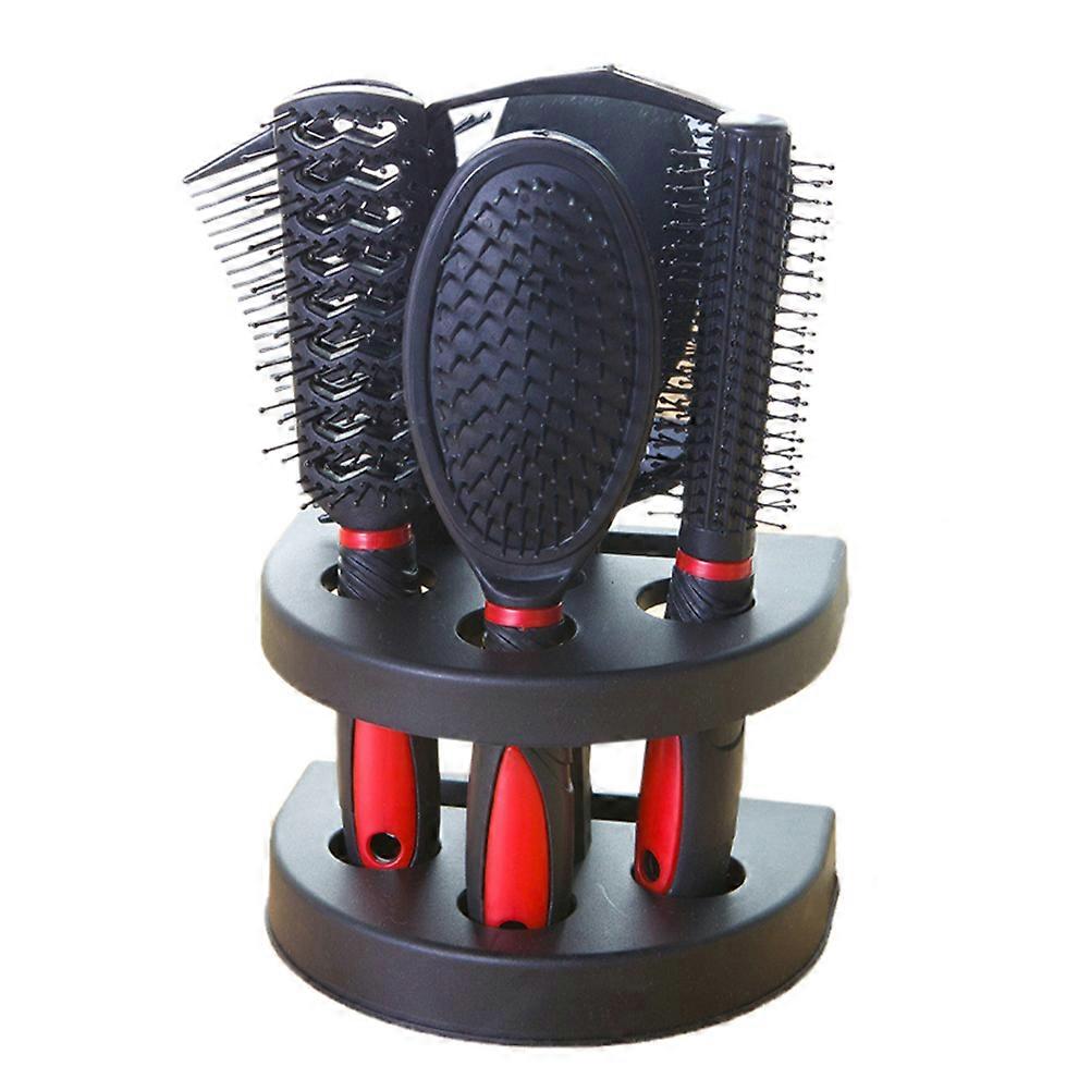 Compact Rectangular Hairdressing Comb And Mirror Set For Human Hair Care With Anti-Static Feature In Red 5Pcs