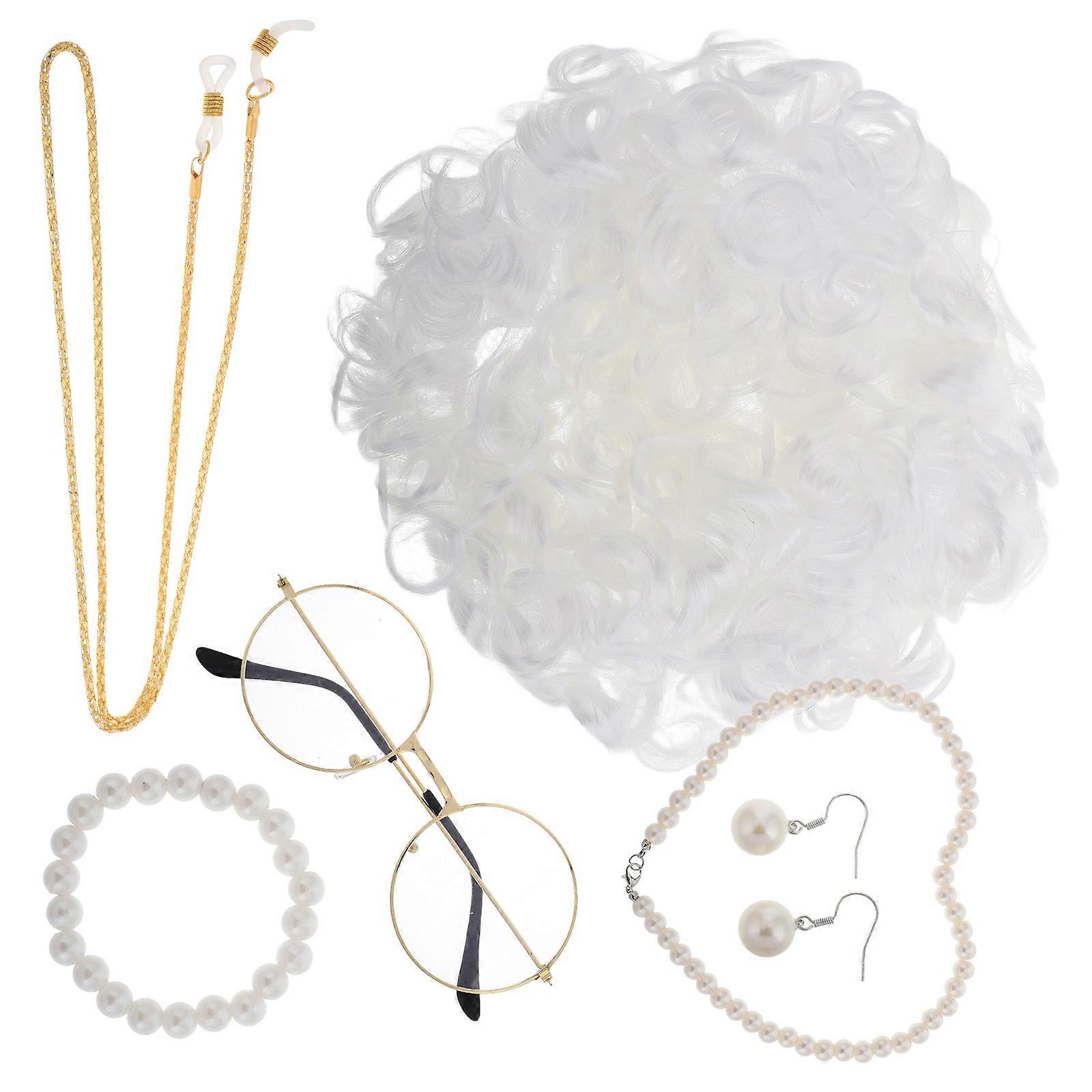Realistic Old Lady Costume Accessories With Wig Suitable For Adults For Halloween Parties And Cosplay Events 1 Set