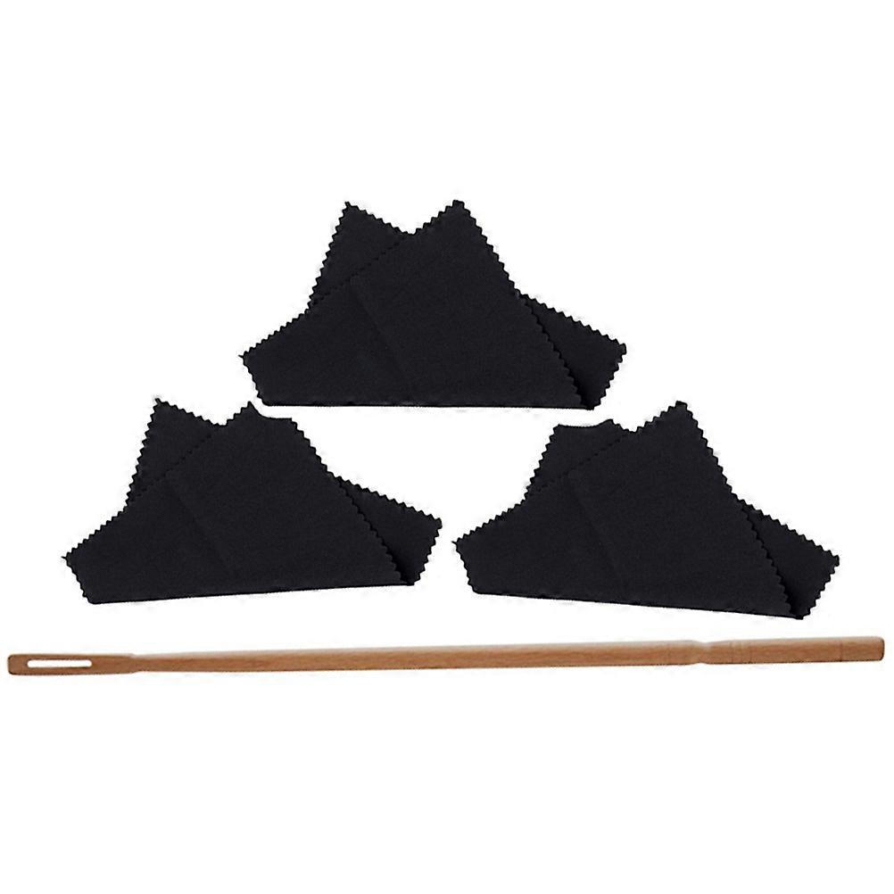 Flute Cleaning Kit with Soft Cloth and Maple Wood Rod for Inside Cleaning Black 1 Set