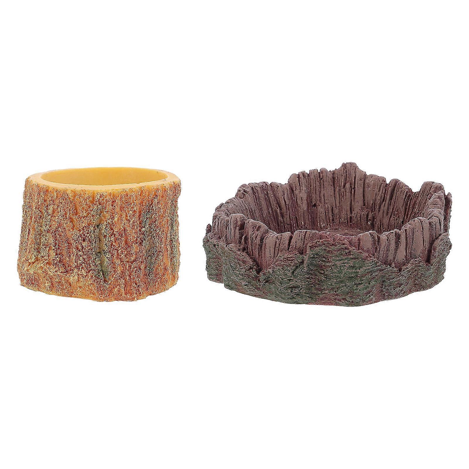 Water Basin 2Pcs Reptile Water Dish Perfect For Gecko Bearded Dragon Complete With Smooth Interior Preventing Worm Escape