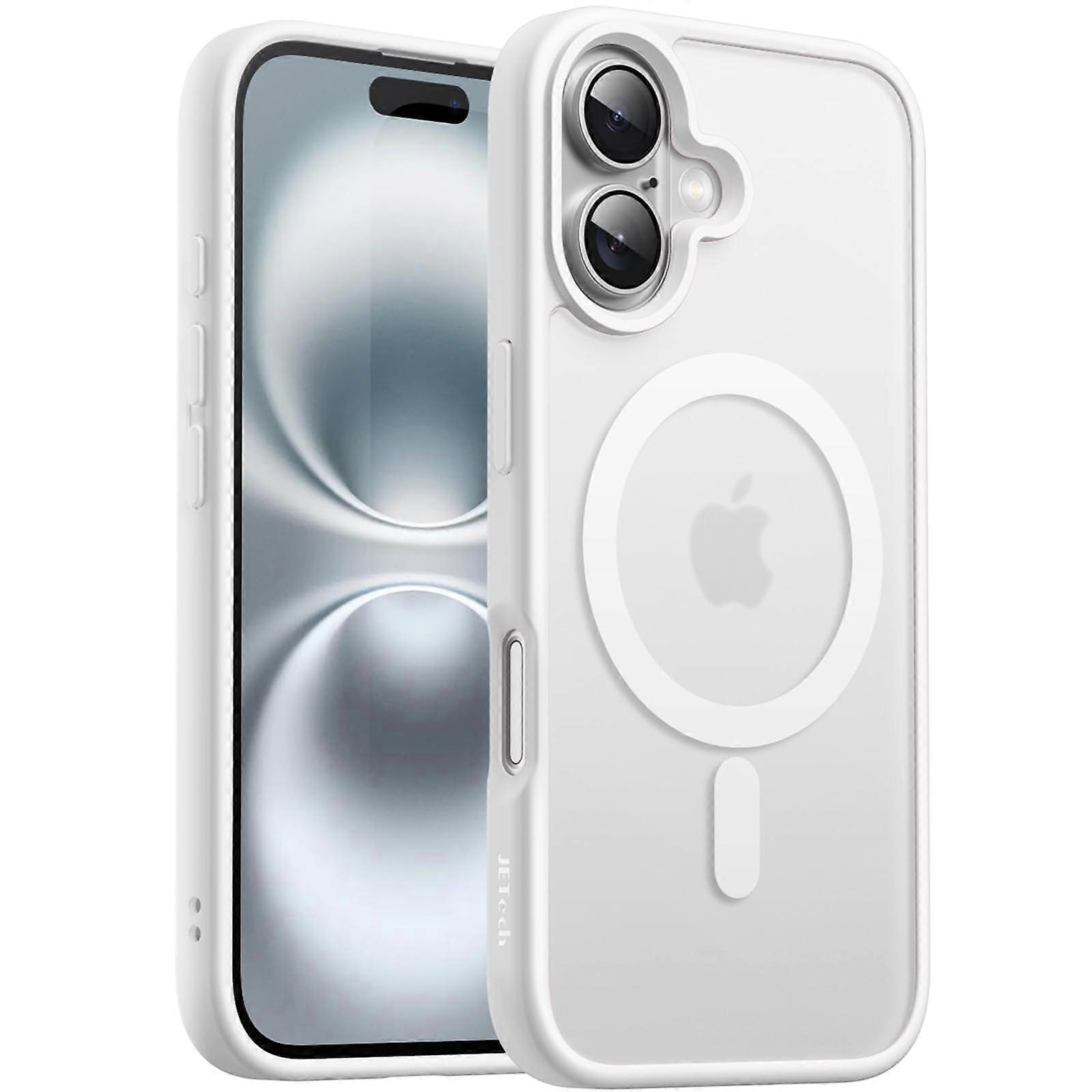 Magnetic Case for iPhone 16 6.1 Inch Compatible with MagSafe, Translucent Matte Back Thin Shockproof Mobile Phone Case (White)