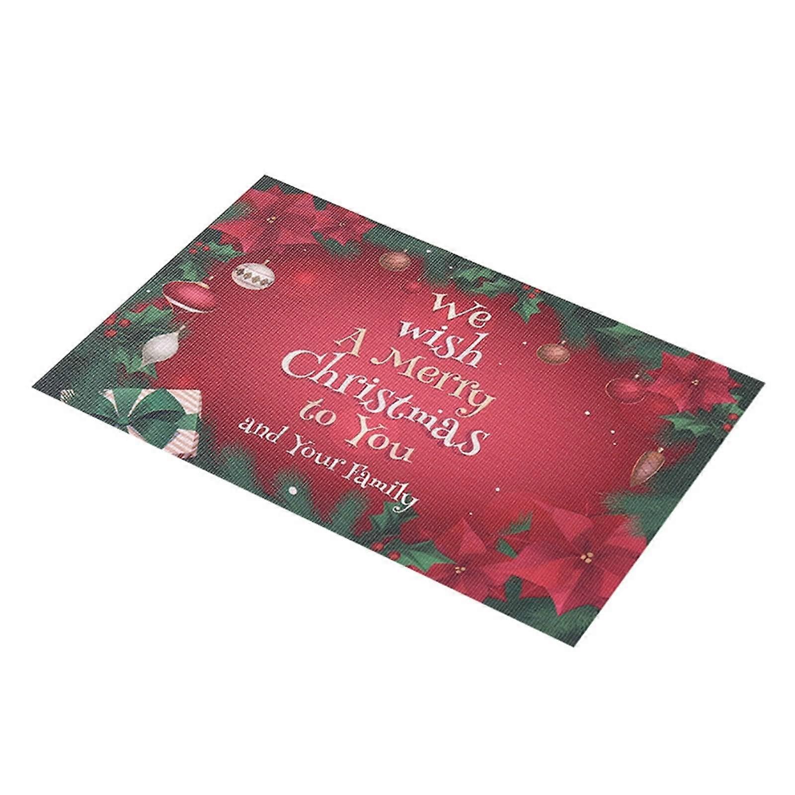 Rectangular Placemat Set, 4Piece Christmas Leaves Pattern, 45x30cm (Red Green)