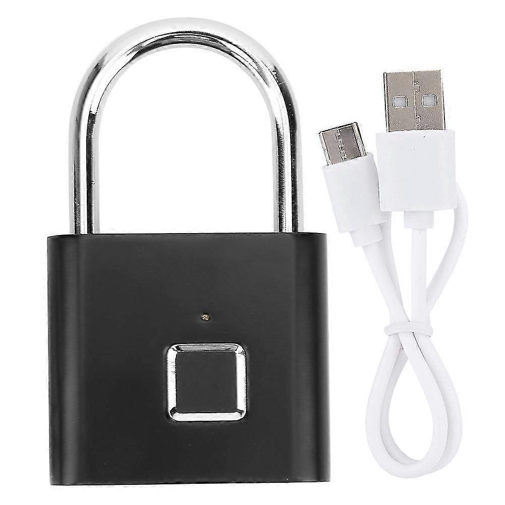 USB Rechargeable Smart Fingerprint Padlock with LED - Security Lock for Backpacks & Suitcases in Sleek Black Design