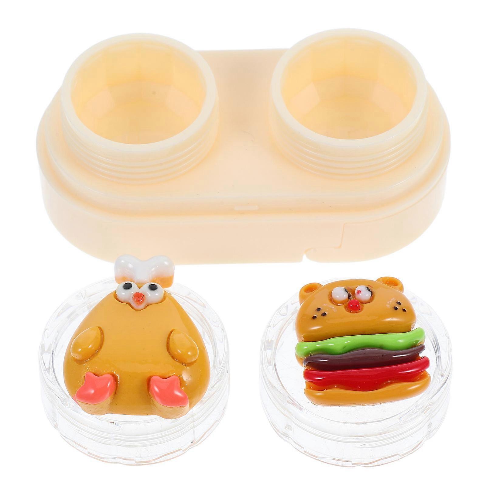 Case Cute Contacts Lens Case Compact Shape For Travel Portable 1Set
