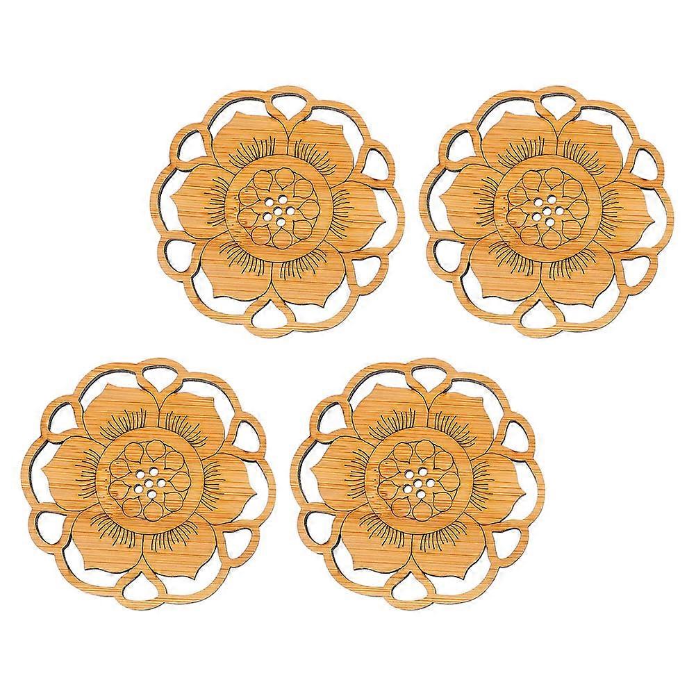 Golden Lotusshaped Coasters for Home Use Made of Synthetic Material Practical and 4 Pieces