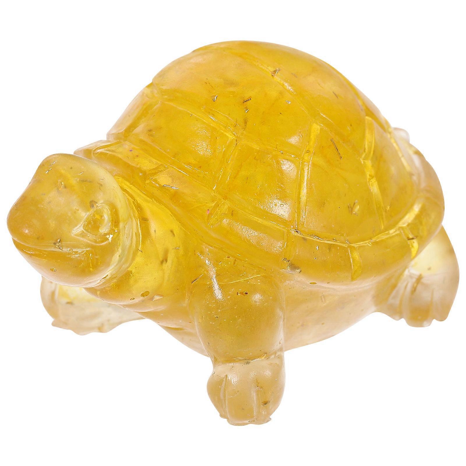 Yellow Resin Turtle Figurine for Decor Excellent Craftsmanship Flat Bottom Design Suitable for Desk and Shelf 6 5 inches