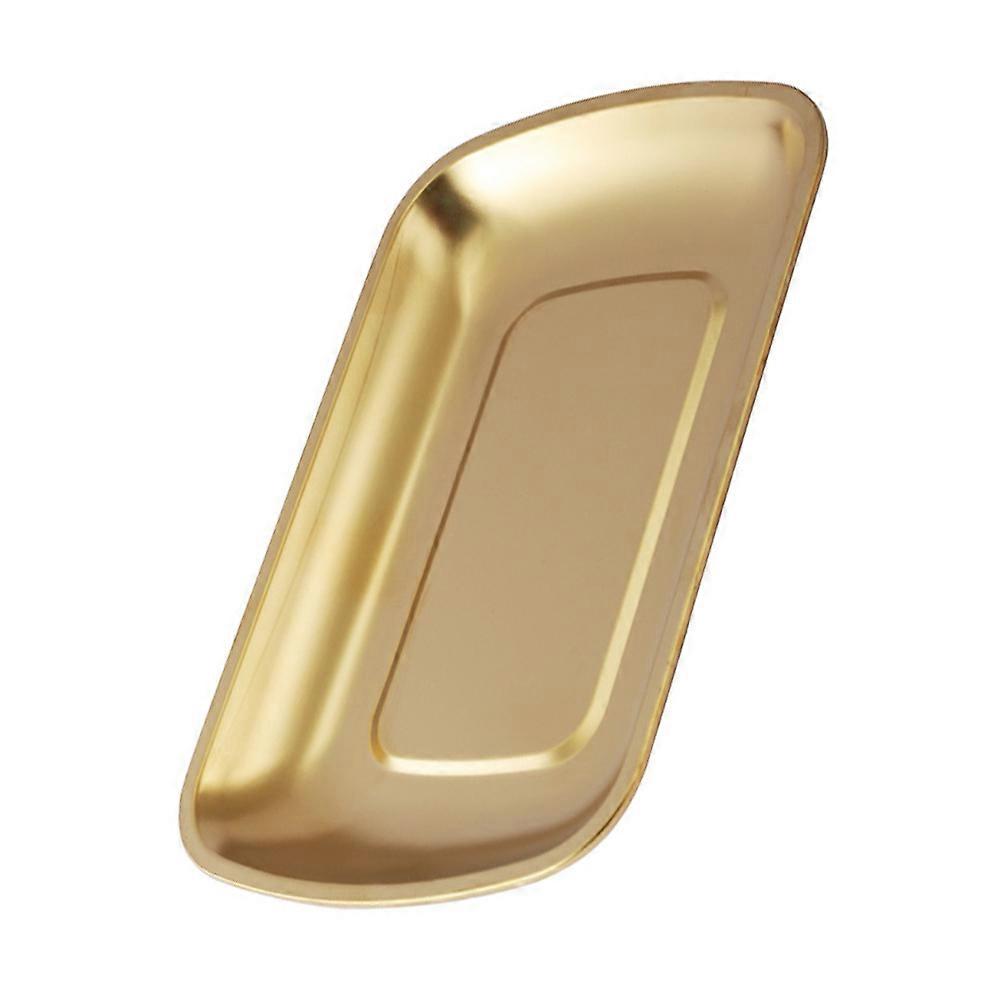 Stainless Steel Snack Plates 1Pack Food Serving Dish Rectangular Golden Suitable For Home Use