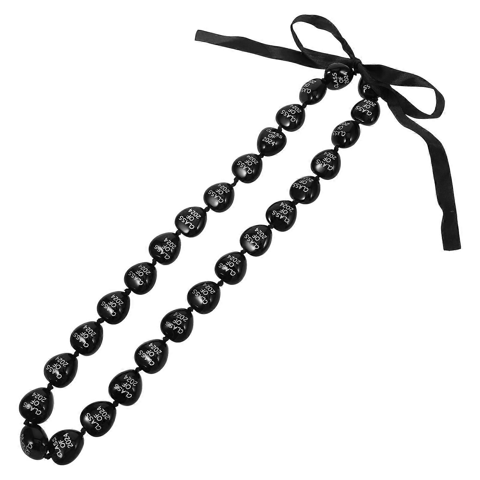 Class of 2024 Graduation Necklace with Bowknot Ribbon Unique Design for Parties and Decoration Black Acrylic