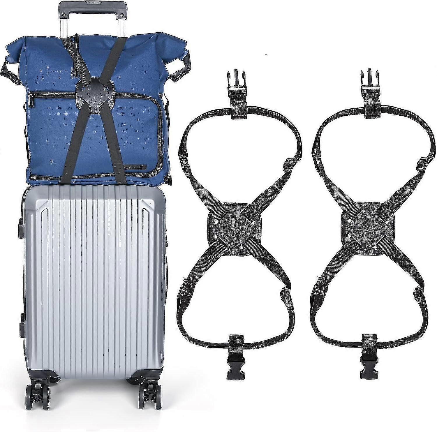 2 حزمة حزام الأمتعة ، حزام الأمتعة قابل للتعديل ، حزام سفر محمول مع مشبك مطاطي للسفر في المطار لحقيبة يد الأمتعة