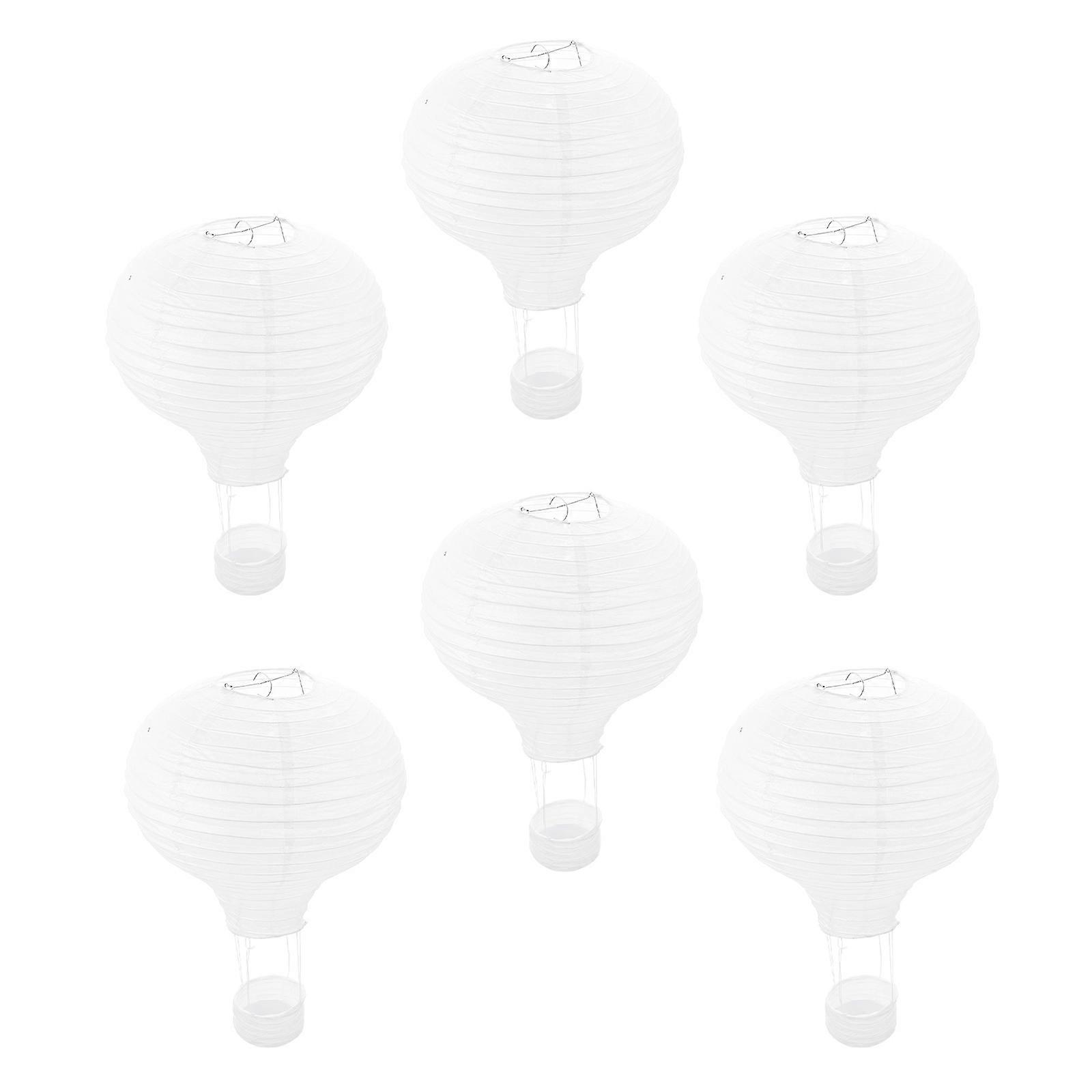 Unique Paper Lantern Shaped Hanging Ornament for Decoration White Color 6pcs
