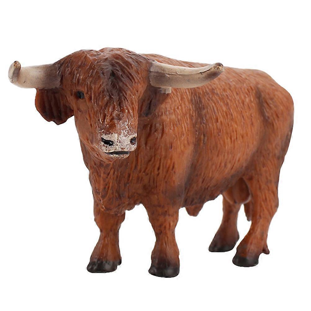 Adorable Highland Cattle Animal Model for Home Decor – Realistic Detail Educational Farm Animal Figurine for Boys – Safe Material Desk Adornment