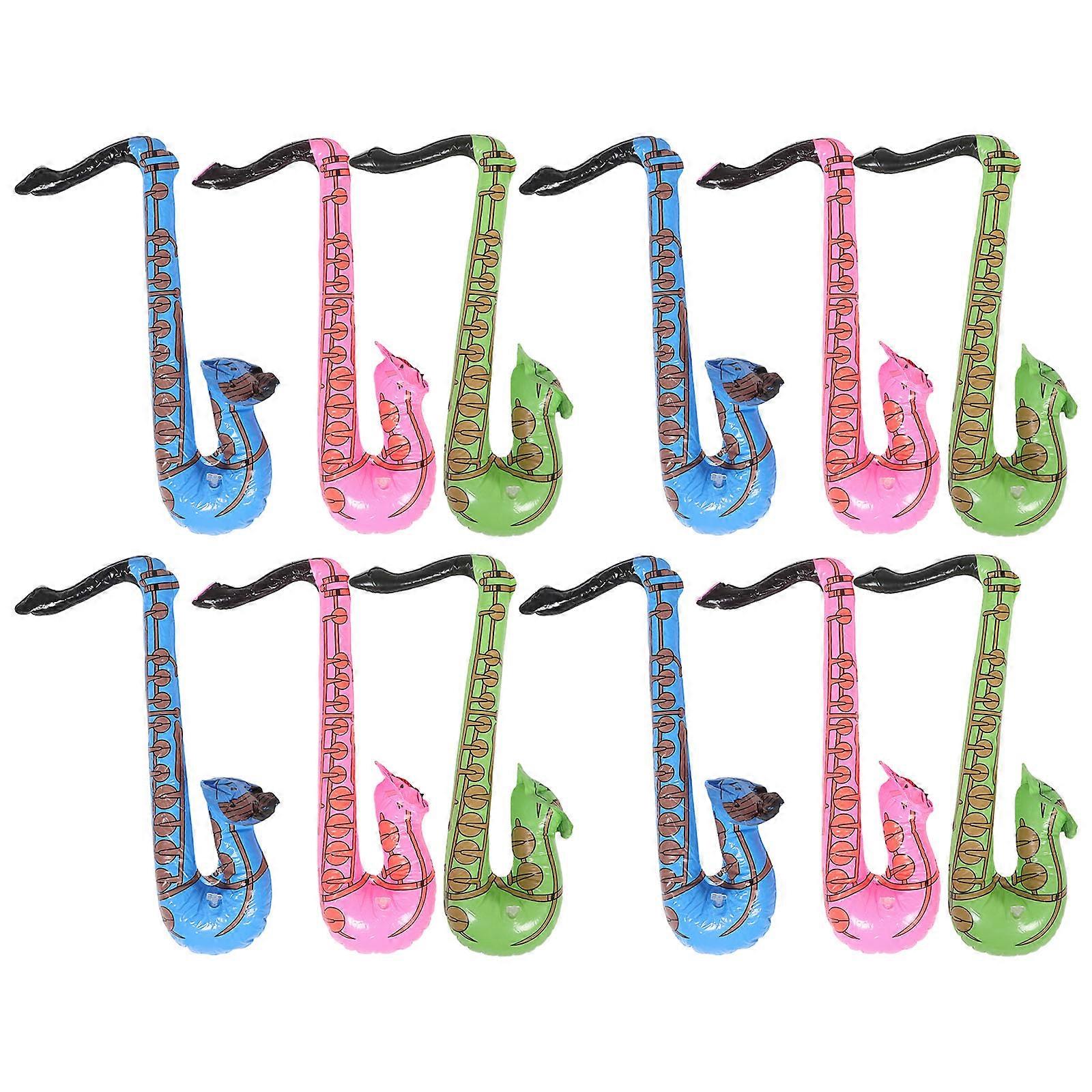 12pcs Inflatable Saxophone Lightweight Portable Musical Instrument for Parties, Home, School & Outdoor Fun