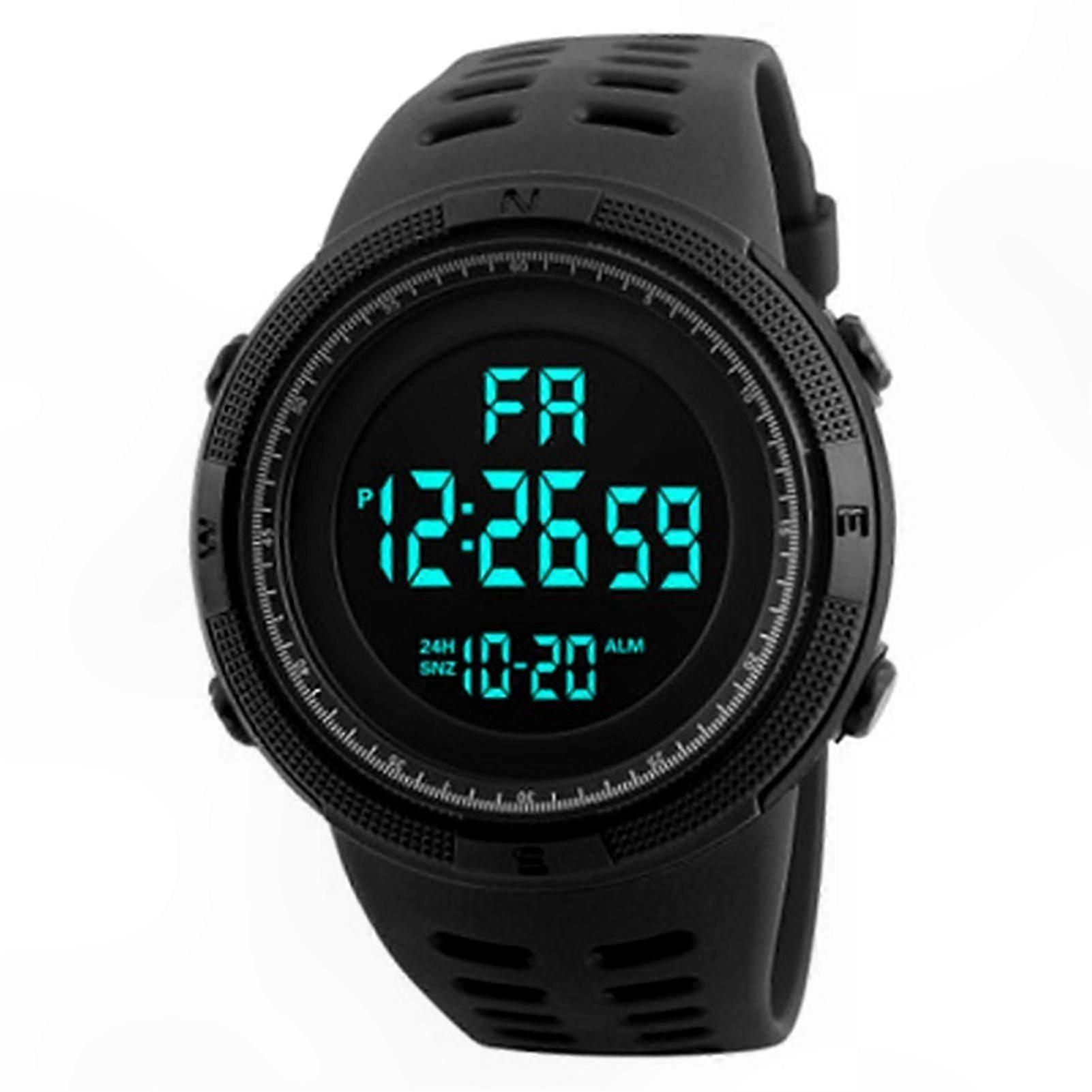 Waterproof Digital Watch with Large Display, Adjustable Strap, Date and Day Function, 12/24 Hour Time Format