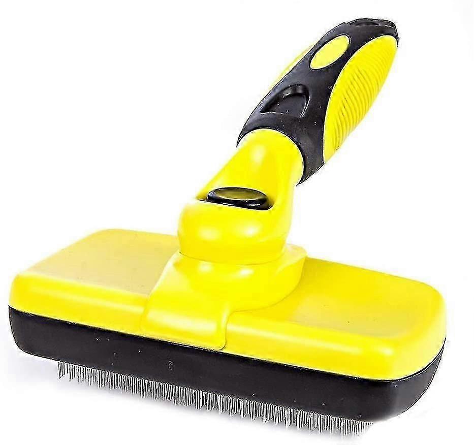 Self-cleaning grooming brush for dogs and cats