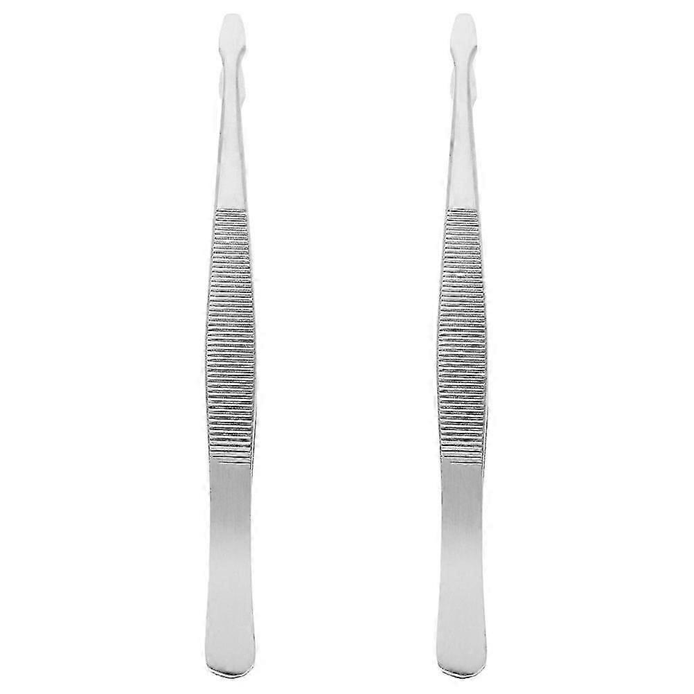 2pcsステンレス鋼スタンプピンセット精密金属スタンプピンセット切手切手スタンプコレクターツールスタンプ用品用眉毛脱毛ピンセット