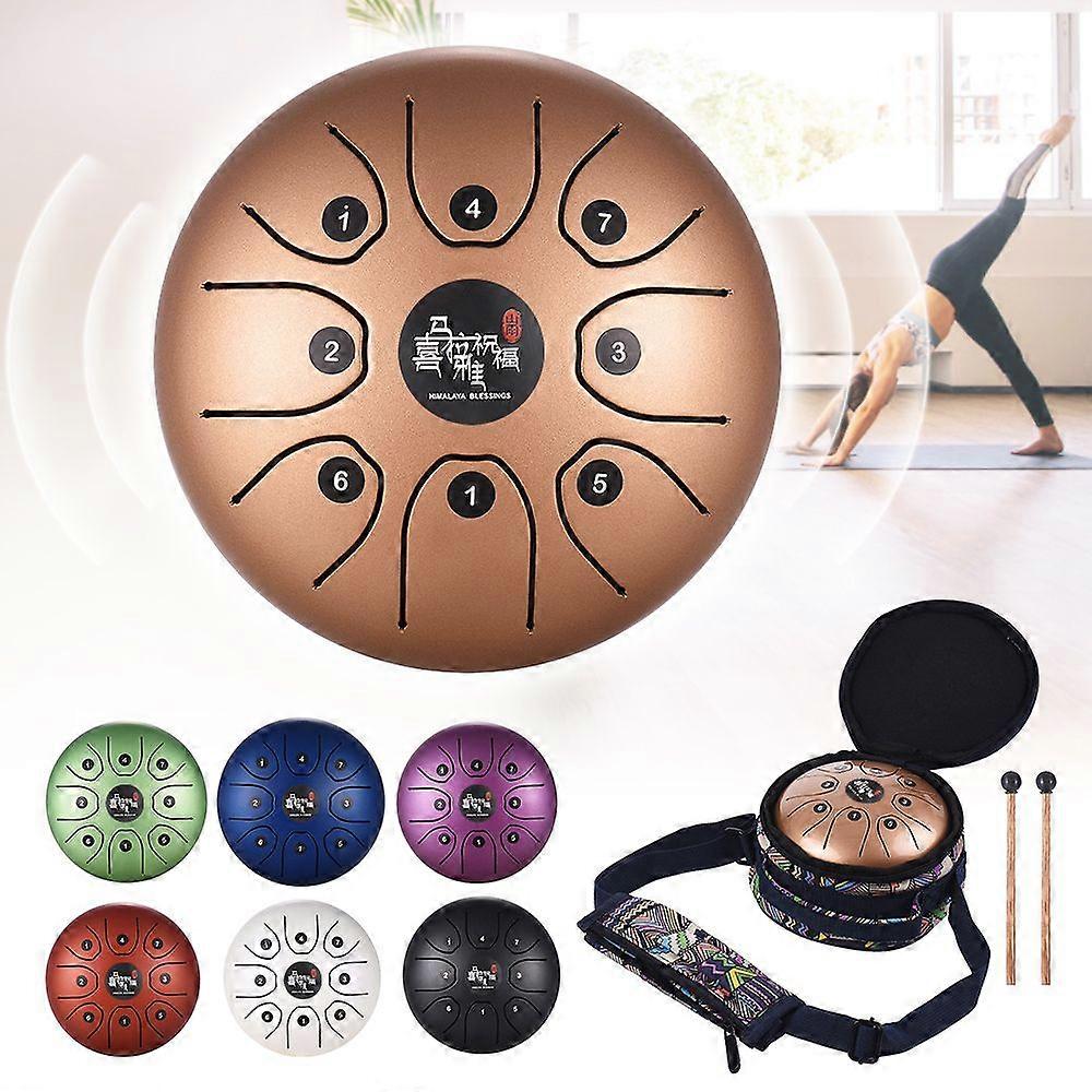 5.5 Inch Mini 8-Tone Steel Tongue Drum C Key Percussion Instrument Handpan Drum with Drum Mallets Carry Bag