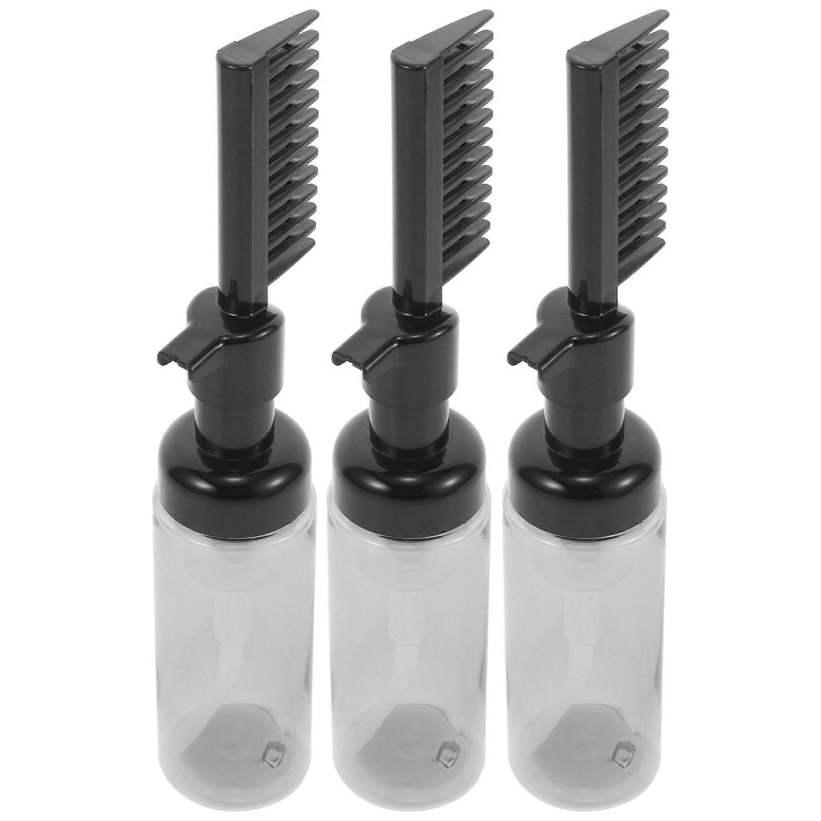 Hair Dye Comb Applicator Eyelash Cleaning Foam Bottle Travel Daily Use Plastic Black Reusable 3Pcs