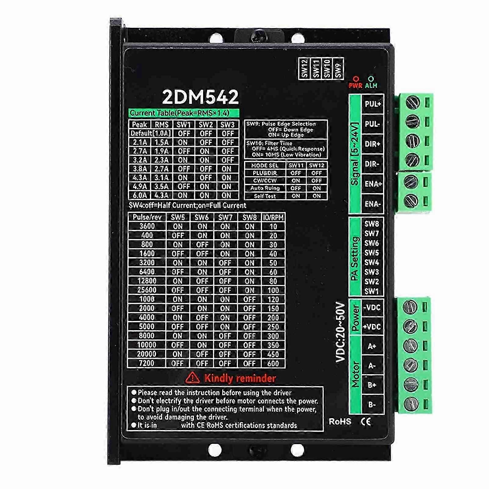 Stepper Motor Driver 2 Phase Digital 2DM542 with Input Voltage 20 - 50VDC