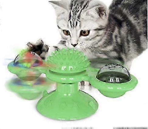 Windmill cat toy with bells Interactive toy with suction cup