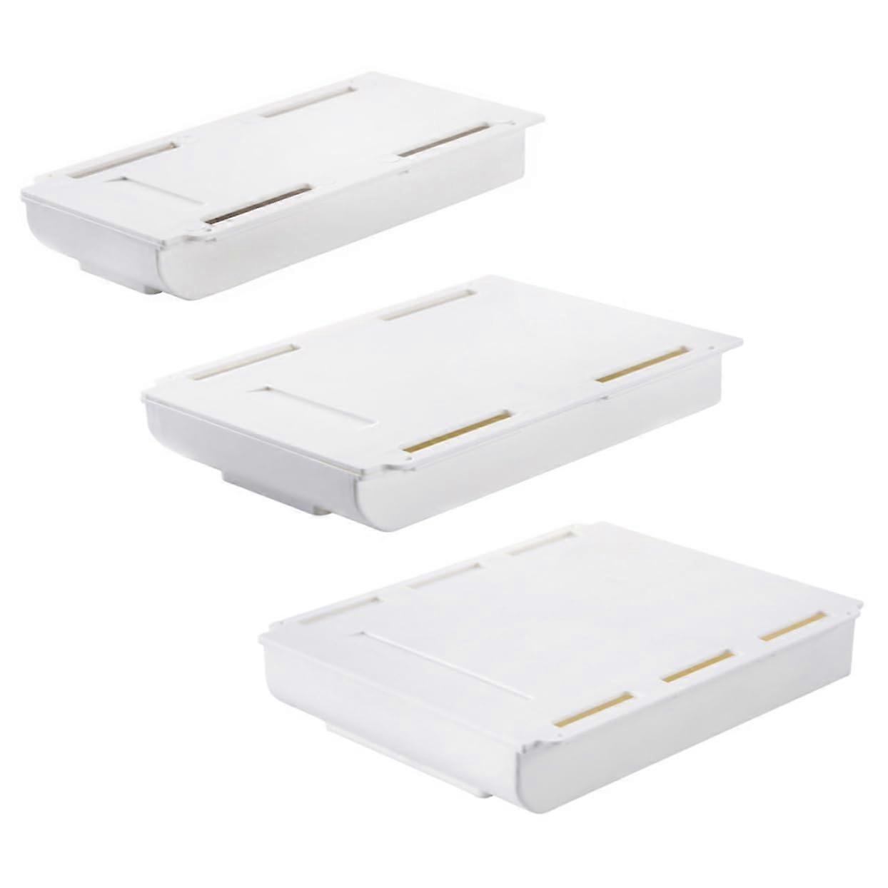3pcs Underdesk Stationery Box Storage Box Hidden Drawer Selfadhesive under Table Organizer for Office Desk Pen Holder Accessory
