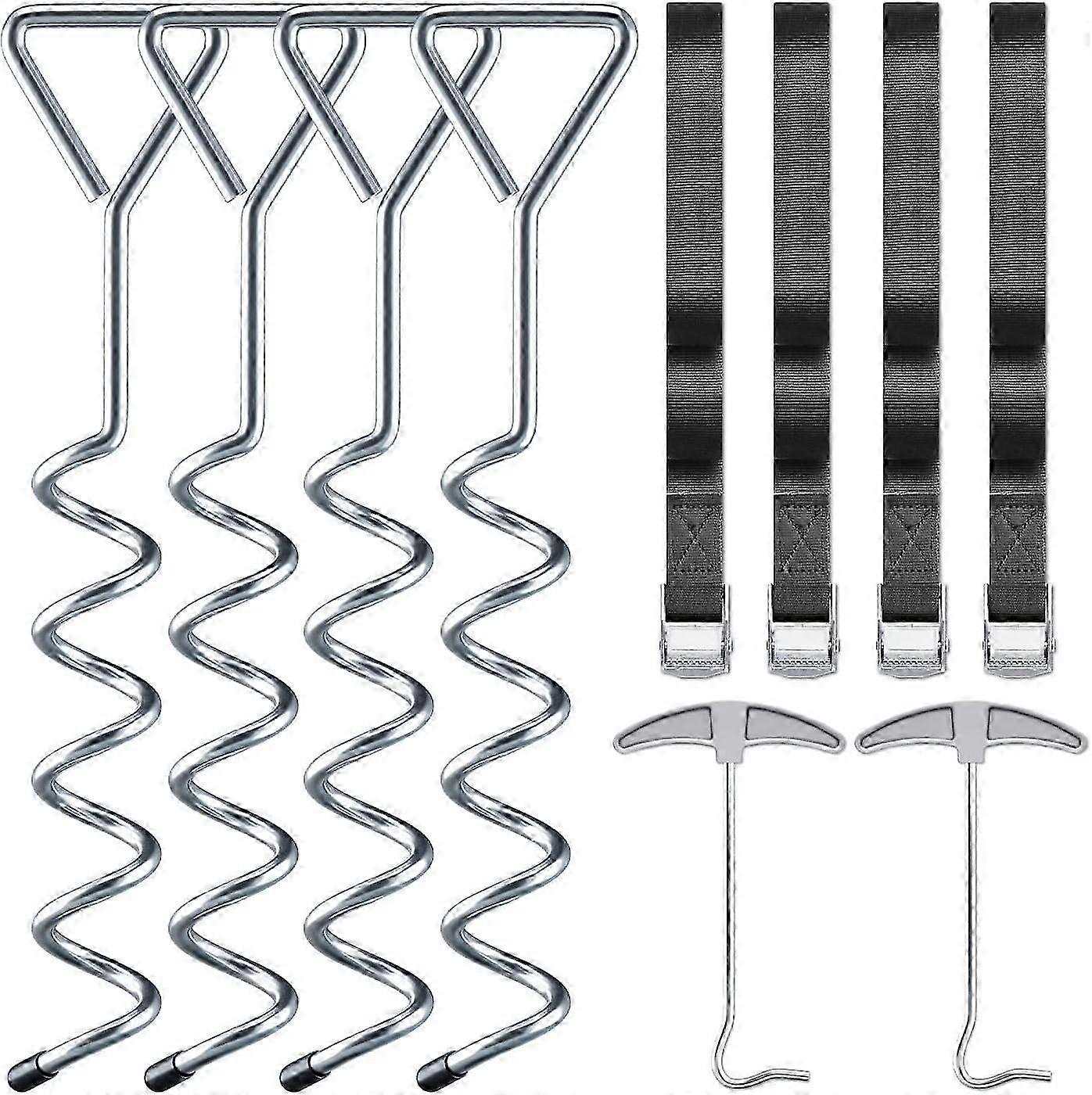 Heavy Duty Galvanized Trampoline Anchor Anchor Kit with Spring Pull Tool, Trampo -3