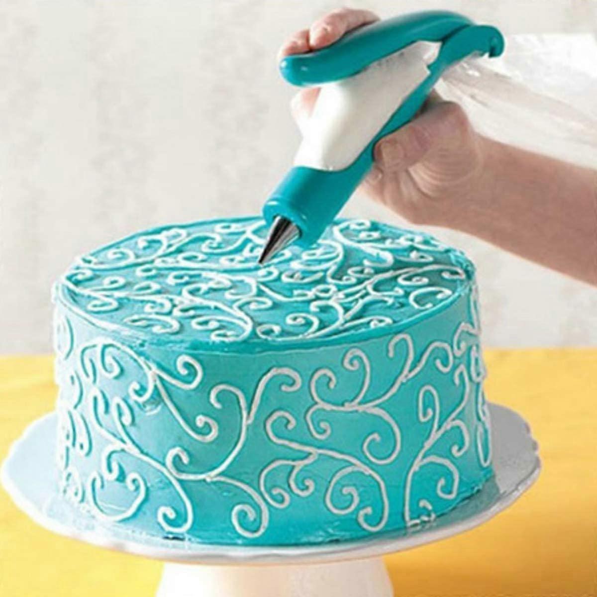 Cake Decorating Pen Tool Kit with Blue Pastry Bags, Icing Piping Pen and DIY Cake Decoration Accessories