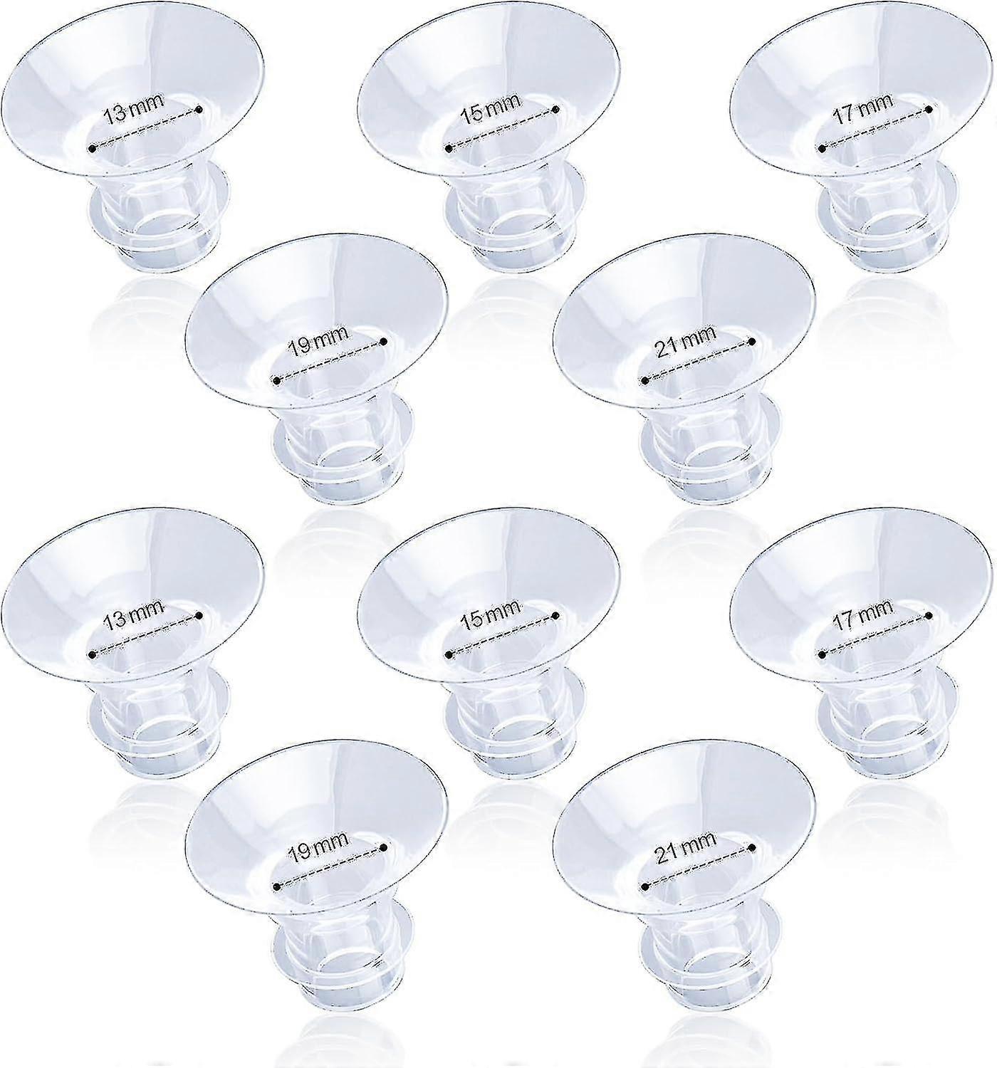 10ks přírubové vložky, 13/15/17/19/21mm silikonová přírubová vložka prsní pumpy Wearable příslušenství prsní pumpy kompatibilní s medela / spectra / tsrete / momco