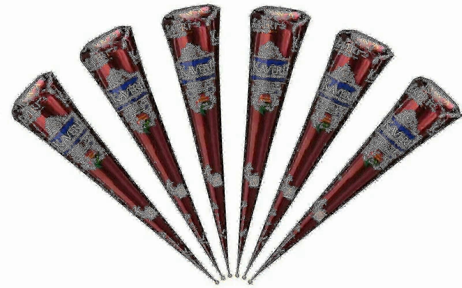 mehndi henna cones 6 pack natural temporary tattoos